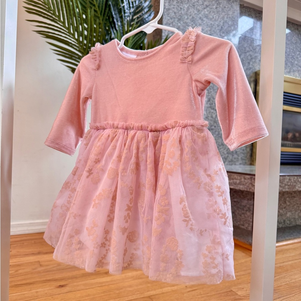 Marmellata Long Sleeve pink spring dress girls 6-9 m
